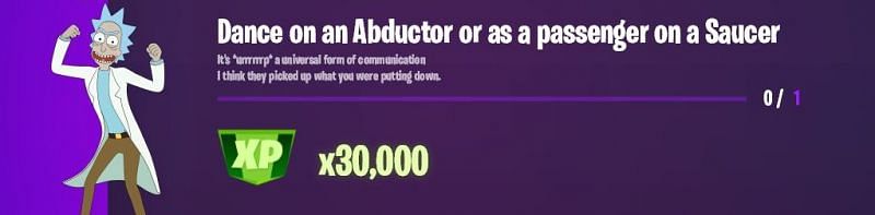 "Dance on an Abductor or as a passenger on a Saucer" Fortnite Epic challenge (Image via XTigerHyperX/Twitter)